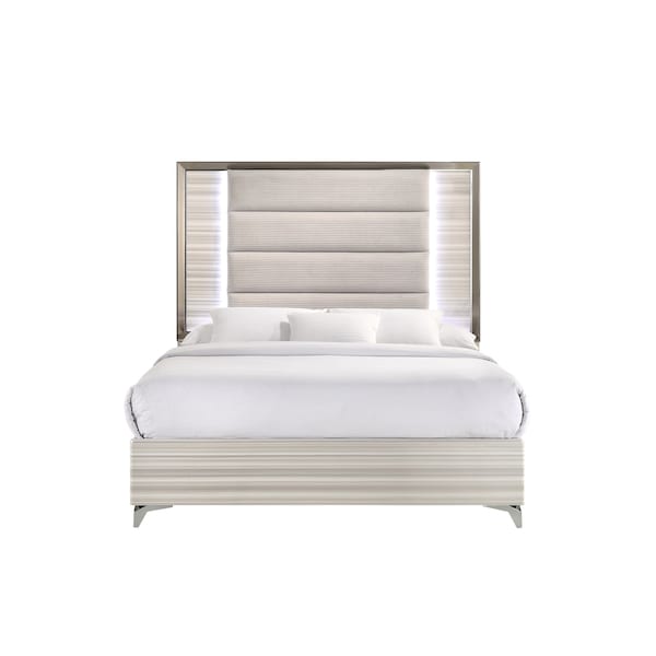 Global Furniture Usa Modern Zebra Zambrano White Queen Bed With Led 3239 - main
